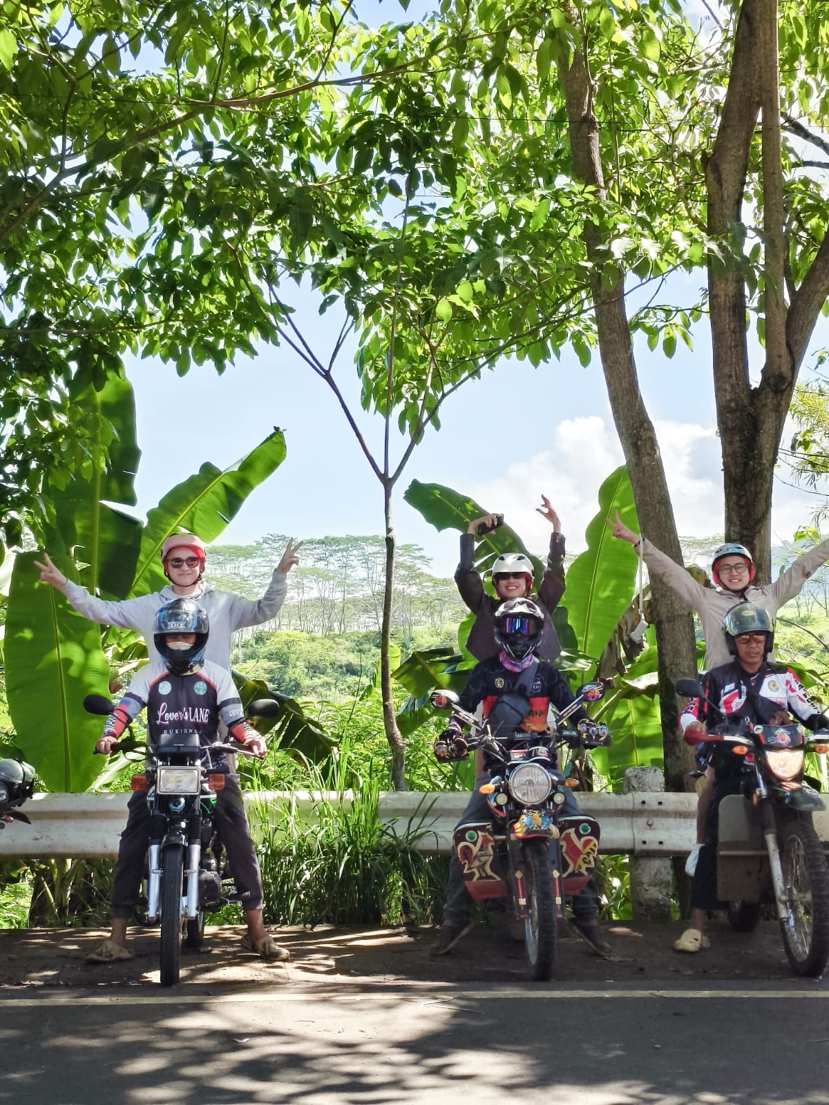 Tourists on motorcycles